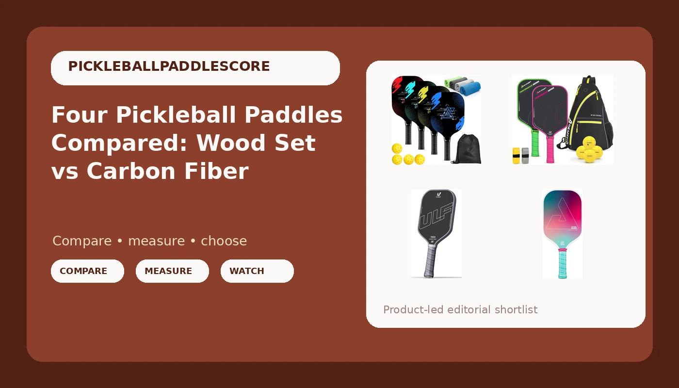 Four Pickleball Paddles Compared: Wood Set vs Carbon Fiber
