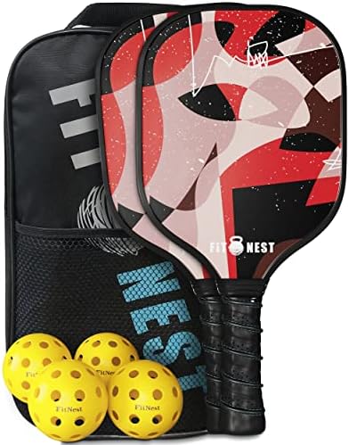 Premium Pickleball Paddles, Set of 2 Lightweight, Carbon Fiber Pickle Ball raquette's and 4 Balls Included, Premium Carry Bag, Suitable for Beginners or Advanced Players
